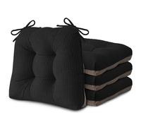 AddGrace Chair Cushions for Dining Chairs Set of 4 Non-Slip Kitchen Seat Cushion Soft Dining Room Seat Pads with Ties 40cm x 40cm x 8.5 cm Black