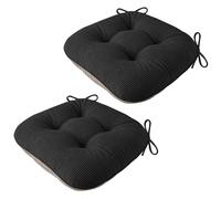 AddGrace Chair Cushions for Dining Chairs Soft Kitchen Seat Cushions 18" x 18" x 3" Non-Slip Seat Pads Black Set of 2