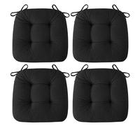 AddGrace Chair Cushions for Dining Chairs Soft Kitchen Seat Cushions 18" x 18" x 3" Non-Slip Seat Pads Black Set of 4