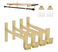 AddGrace Closet Rod Bracket Heavy Duty Shelf Brackets Gold 10 Inch 4 Pack