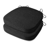 AddGrace Dining Chair Cushions Set of 2, D-Shape Seat Cushions for Dining Chairs with High-Resilience Foam, Durable Anti-Slip Kitchen Seat Pads 16"X16"X2"/41X41X5cm Black