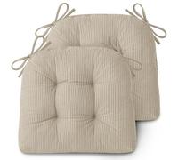 AddGrace Dining Chair Cushions Set of 2 Non-Slip Bottom Kitchen Chair Pads with Ties for Indoor Kitchen Furniture Comfy Soft Seat Cushions for Dining Room 46 x 42 x 8cm Cream