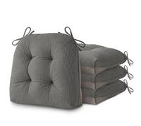 AddGrace Dining Chair Cushions Set of 4 Non-Slip Bottom Kitchen Chair Pads with Ties for Indoor Kitchen Furniture Comfy Soft Seat Cushions for Dining Room 46 x 42 x 8cm Grey