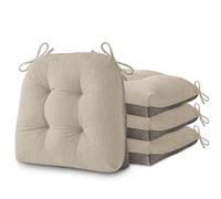 AddGrace Dining Chair Cushions Set of 4 Non-Slip Bottom Kitchen Chair Pads with Ties for Indoor Kitchen Furniture Comfy Soft Seat Cushions for Dining Room 46 x 42 x 8cm Cream