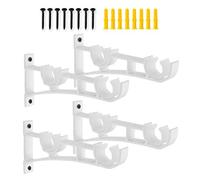 AddGrace Double Curtain Rod Brackets Set of 4 for Drapery Rod Window Hardware Rod Holders (White)