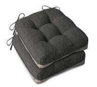 AddGrace Extra Thick Chair Cushions for Dining Chairs Set of 2 Non-slip Kitchen Chair Pads Soft Dining Room Seat Cushion with Ties 16" x 16" x 4"/ 40cm x 40cm x 10cm Dark Grey