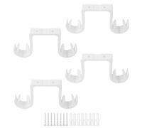 AddGrace Heavy Duty Double Curtain Rod Holders 4 Pack-Ceiling Curtain Rod Brackets Drilled Aluminum Alloy for Bedroom Living Room（White）