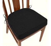 AddGrace Kitchen Chair Cushions Non-Slip Dining Chair Cushions with Machine Washable Cover Indoor D-Shaped Kitchen Seat Pads with Ties 16.5" x 16" x 2" Set of 1 Black