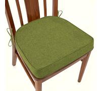 AddGrace Kitchen Chair Cushions Non-Slip Dining Chair Cushions with Machine Washable Cover Indoor D-Shaped Kitchen Seat Pads with Ties 16.5" x 16" x 2" Set of 1 Green