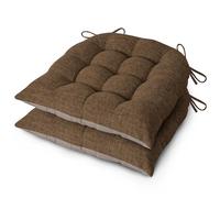 AddGrace Kitchen Chair Cushions Set of 2, Non-Slip, 46X42 cm, Brown