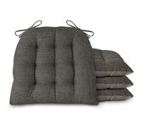 AddGrace Kitchen Chair Cushions Set of 4, Non-Slip, 46X42 cm, Dark Grey