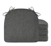 AddGrace Kitchen Chair Cushions Set of 4 Non-Slip Dining Chair Cushions with Machine Washable Cover Indoor D-Shaped Kitchen Seat Pads with Ties 16.5" x 16" x 2" Dark Grey