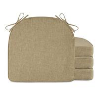 AddGrace Kitchen Chair Cushions Set of 4 Non-Slip Dining Chair Cushions with Machine Washable Cover Indoor D-Shaped Kitchen Seat Pads with Ties 16.5" x 16" x 2" Beige