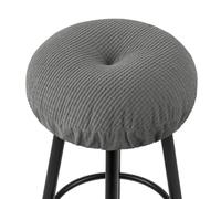 AddGrace Non-Slip Round Bar Stool Cushions 31cm/12 Inch Light Grey 1 Pack | Stay in Place, Comfortable Seating, Soft Fabric, Elastic Band, Thick Support, for Wooden or Metal Bar Stool and Bistro Chair