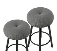 AddGrace Non-Slip Round Bar Stool Cushions 31cm/12 Inch Light Grey 2 Pack | Stay in Place, Comfortable Seating, Soft Fabric, Elastic Band, Thick Support, for Wooden or Metal Bar Stool and Bistro Chair