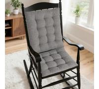 AddGrace Rocking Chair Cushions Indoor Tufted Cushions For Rocking Chairs with Ties Comfortable Textured Fabric Set of Seat & Back Cushion 53x43cm/43x43cm Light Grey