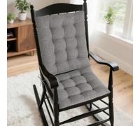 AddGrace Rocking Chair Cushions Indoor with Ties 53×43/43×43cm Light Grey | Non Slip, Textured Fabric, Tufted, Seat & Back Cushion for Living Room, Bedroom, Seniors, Small Antique Rockers, Gliders