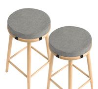 AddGrace Round Bar Stool Cushions 2 Pack Bar Stool Seat Cushion Non Slip Round chair pads with Removable and Washable Cover 12x12 Inch Light Grey