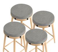 AddGrace Round Bar Stool Cushions 4 Pack Bar Stool Seat Cushion Non Slip Round chair pads with Removable and Washable Cover 12x12 Inch Light Grey