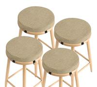 AddGrace Round Bar Stool Cushions 4 Pack Bar Stool Seat Cushion Non Slip Round chair pads with Removable and Washable Cover 12x12 Inch Beige