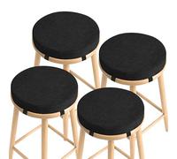 AddGrace Round Bar Stool Cushions 4 Pack Bar Stool Seat Cushion Non Slip Round chair pads with Removable and Washable Cover 12x12 Inch Black