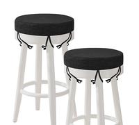 AddGrace Round Bar Stool Cushions with Ties Set of 2 Non Slip Seat Cushions 31x31cm Washable Chair Pads Removable Washable Cover Black
