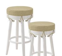 AddGrace Round Bar Stool Cushions with Ties Set of 2 Non Slip Seat Cushions 31x31cm Washable Chair Pads Removable Washable Cover Beige