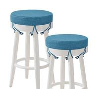 AddGrace Round Bar Stool Cushions with Ties Set of 2 Non Slip Seat Cushions 31x31cm Washable Chair Pads Removable Washable Cover Blue