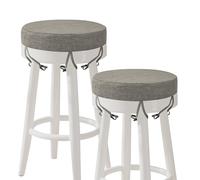 AddGrace Round Bar Stool Cushions with Ties Set of 2 Non Slip Seat Cushions 31x31cm Washable Chair Pads Removable Washable Cover Light Gray