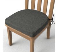 AddGrace Seat Cushions for Dining Chairs 43 * 40 * 5 cm 1 Pack Dark Grey | Non-Slip, U-Shaped, Chair Cushions with Ties, Thickened, Machine Washable, Faux Linen Fabric, for Kitchen Indoor Living Room