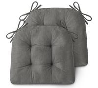 AddGrace Seat Cushions for Dining Chairs 46x42x8 cm Non-Slip Kitchen Chair Cushions Set of 2 Tufted Dining Seat Pads for Indoor Furniture and Restaurant Grey