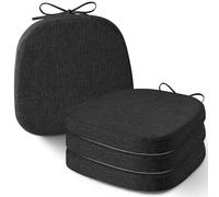 AddGrace Set of 4 Chair Cushions for Metal Dining Chairs 14x14 Chair Pads with Ties Non Slip Thick Seat Cushions with Textured and Removable Cover Black