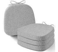 AddGrace Set of 4 Chair Cushions for Metal Dining Chairs 14x14 Chair Pads with Ties Non Slip Thick Seat Cushions with Textured and Removable Cover Light Grey