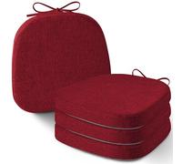 AddGrace Set of 4 Chair Cushions for Metal Dining Chairs 14x14 Chair Pads with Ties Non Slip Thick Seat Cushions with Textured and Removable Cover Red
