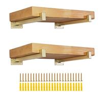 AddGrace Shelf Bracket 4pcs Industrial Black Bracket Heavy Duty Floating Shelf Bracket for Shelves Support Board (12inch) Gold