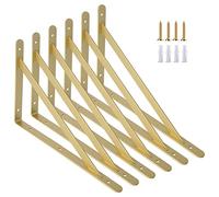 AddGrace Shelf Brackets Heavy Duty Triangle Shelving Brackets 200x120mm Wall Mounted Metal Right Angle Shelf Support Screws Include (200x120mm/8x4.7inch) Gold 6 Pack
