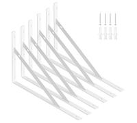AddGrace Shelf Brackets Heavy Duty Triangle Shelving Brackets 300x185mm Wall Mounted Metal Right Angle Shelf Support Screws Include (300x185mm/12x7.3inch) Titanium White 6 Pack