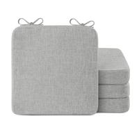 AddGrace Square Chair Cushions for Dining Chairs 4 Pack Non Slip Seat Cushions for Kitchen Chairs Indoor Thick Dining Room Chair Pads with Ties and Removable Cover (40x40x5cm) (Light Grey)