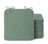 AddGrace Square Chair Cushions for Dining Chairs 6 Pack Non Slip Seat Cushions for Kitchen Chairs Indoor Thick Dining Room Chair Pads with Ties and Removable Cover (40x40x5cm) (6, Sage Green)