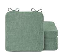 AddGrace Square Chair Cushions for Dining Chairs 6 Pack Non Slip Seat Cushions for Kitchen Chairs Indoor Thick Dining Room Chair Pads with Ties and Removable Cover (40x40x5cm) (4, Sage Green)