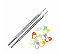 addi Bundle: Click Lace Short Tip Replacement 3.25-inch (8cm) Tip Pair Size US 10 (6.00 mm) + 10 Artsiga Crafts Stitch Markers