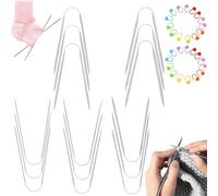 Addi Crasy Trio Circular Knitting Needles Set, Knitting Needles for Socks, Pack of 15, Crasy Trio Knitting Needles, with 30 Fixing Pins, for Sweater, Scarves, Hat Sleeves