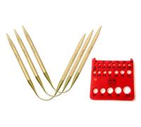 addi CrasyTrio Long Bamboo Set of 3 (Flexi-Flips) with Gold Cords and Red Needle Gauge 12in (30cm) US 10 (6mm)