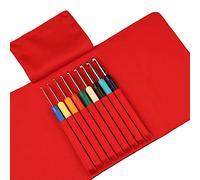 Addi Crochet Hooks Set, Colored Grip, 9 Pieces, Includes Sizes 2.50-6.00mm, Hand Travel Case, Metal