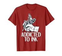 Addicted to Ink Tattoo Lover Tattoo Artist T-Shirt, Men, Cranberry Red, 3X-Large