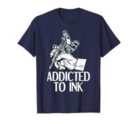 Addicted to Ink Tattoo Lover Tattoo Artist T-Shirt, Men, Navy Blue, 4X-Large