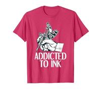 Addicted to Ink Tattoo Lover Tattoo Artist T-Shirt, Men, Red Heather, Large