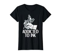 Addicted to Ink Tattoo Lover Tattoo Artist T-Shirt, Women, Black, Medium