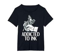 Addicted to Ink Tattoo Lover Tattoo Artist T-Shirt, Women's Plus, Black, 6X