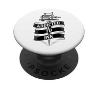 Addicted To Ink Tattoo Lover Tattooing Machine Vintage Cool PopSockets Adhesive PopGrip